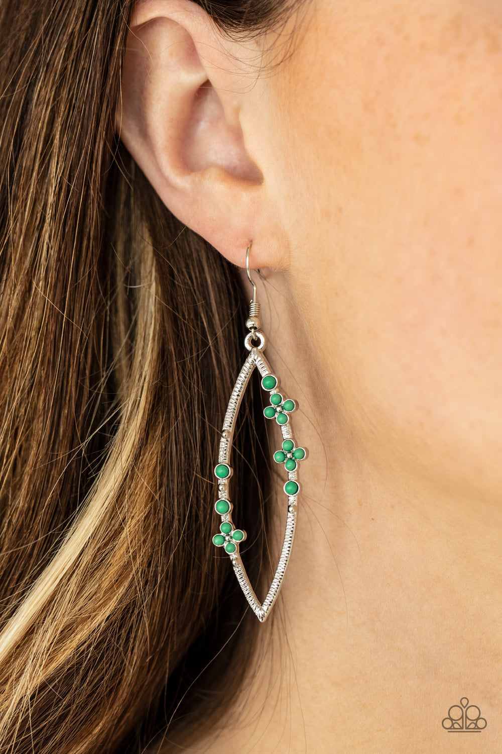 Paparazzi Flowery Finesse - Green Earrings