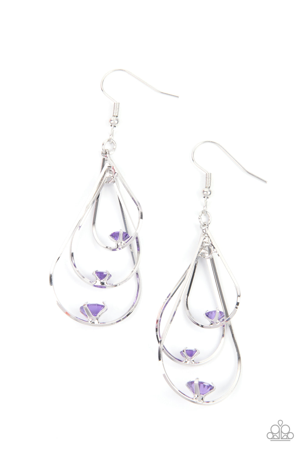 Paparazzi Drop Down Dazzle - Purple Earrings