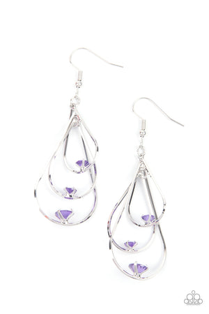 Paparazzi Drop Down Dazzle - Purple Earrings