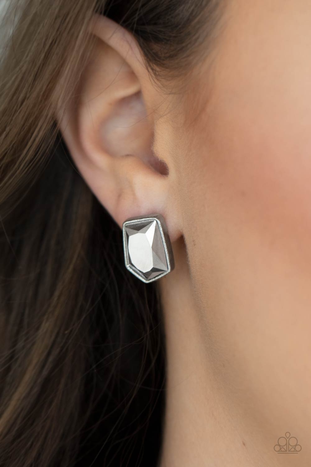 Silver Hematite Smoky Asymmetrical Post Fitting