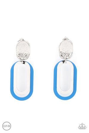 Paparazzi Melrose Mystery - Blue Clip-On Earrings
