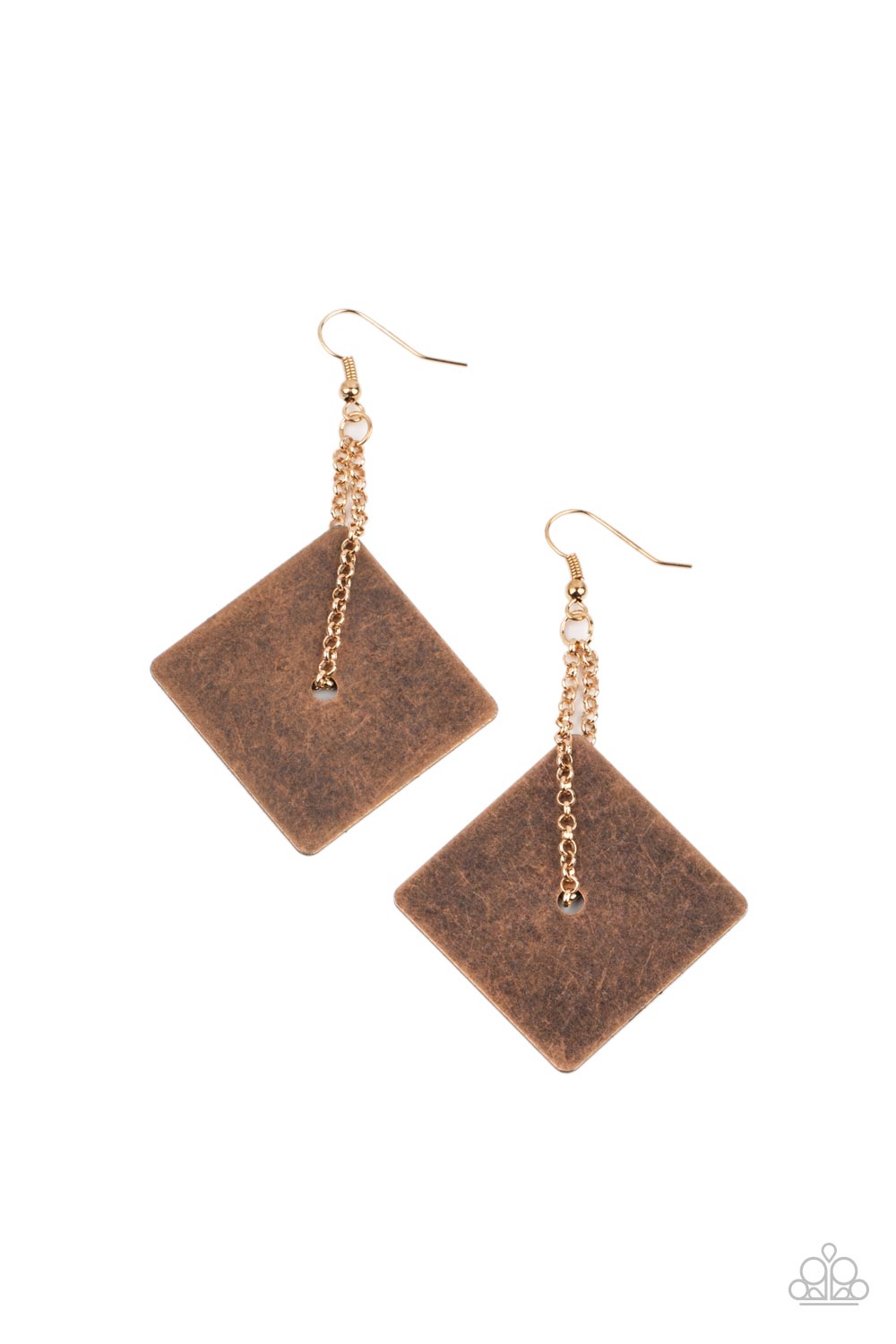 Paparazzi Block Party Posh - Copper Earrings