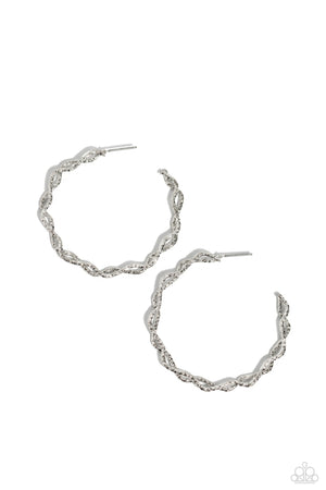 Paparazzi Haute Helix - Silver Earrings