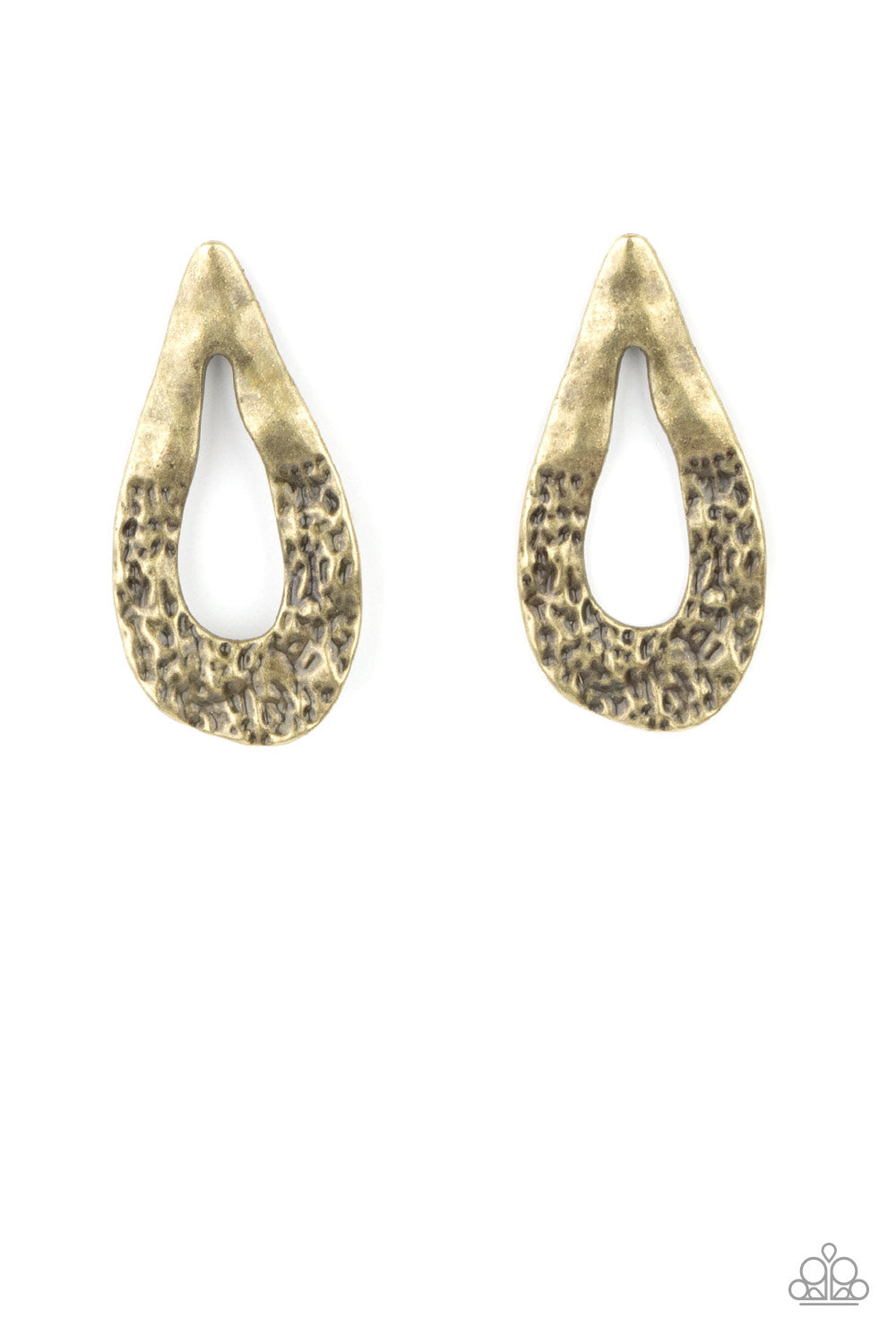 warped brass teardrop frame is hammered in rustic details,
