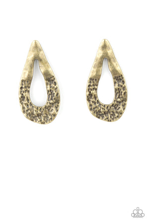 warped brass teardrop frame is hammered in rustic details,