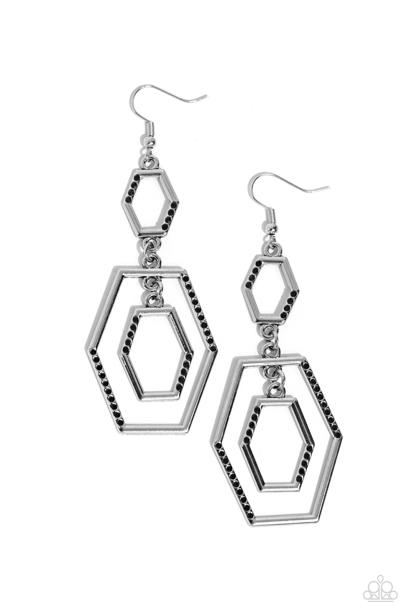 Paparazzi Geometric Maven - Black Earrings