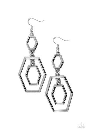 Paparazzi Geometric Maven - Black Earrings
