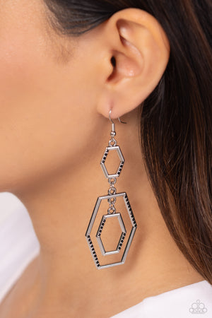 Paparazzi Geometric Maven - Black Earrings