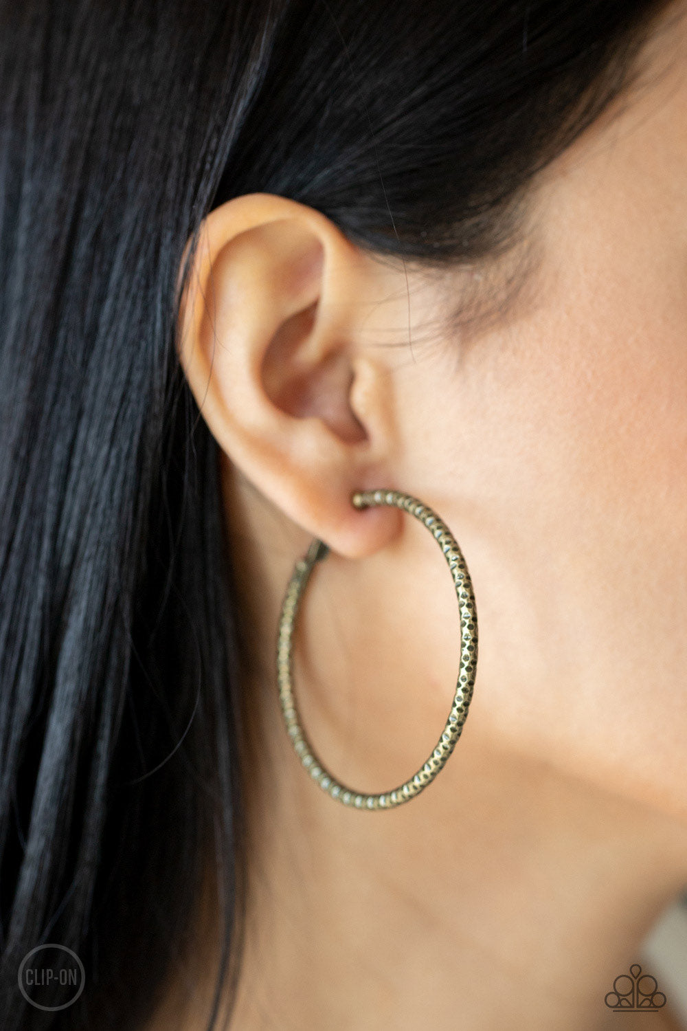 Paparazzi Subtly Sassy - Brass Clip-On Earrings