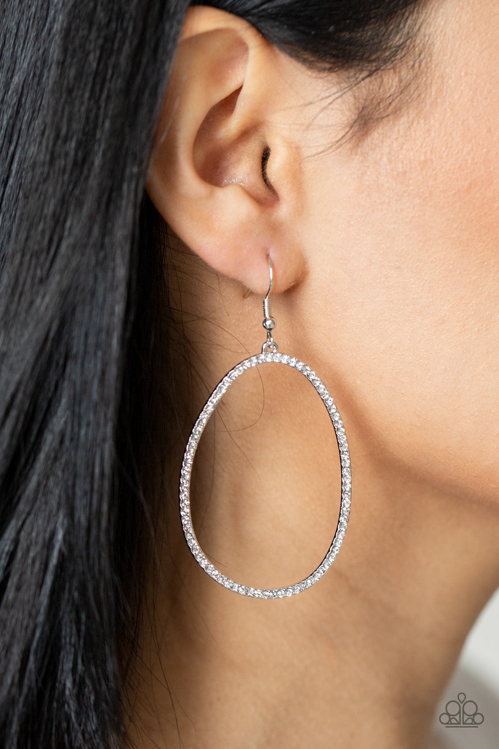 Paparazzi OVAL-ruled! - White Earrings