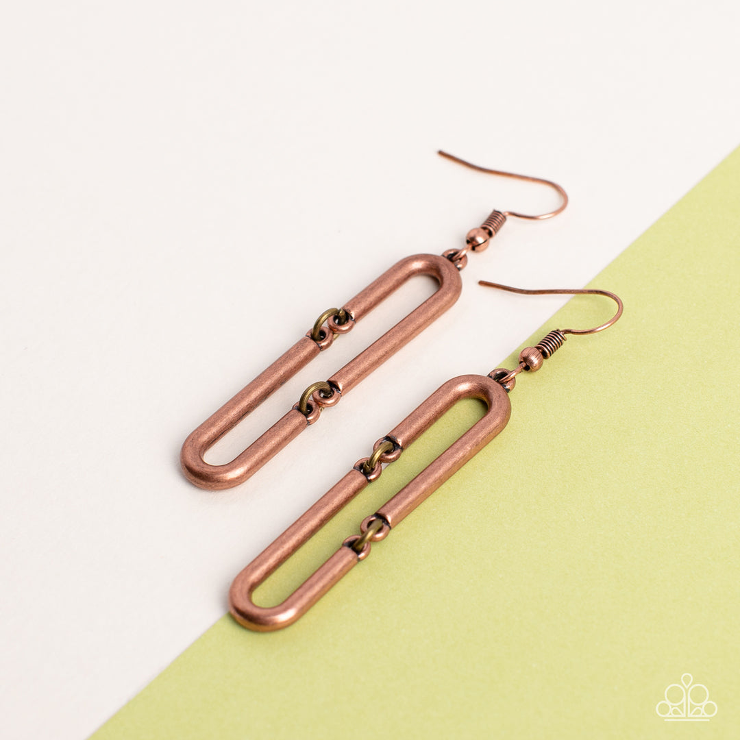 Paparazzi Linked and Synced - Copper Earrings