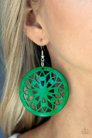 mandala inspired design oversized green wood disc