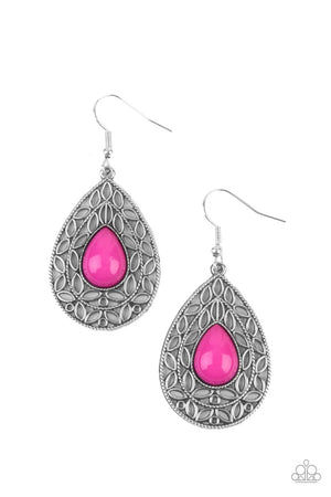 Paparazzi Fanciful Droplets - Pink Earrings