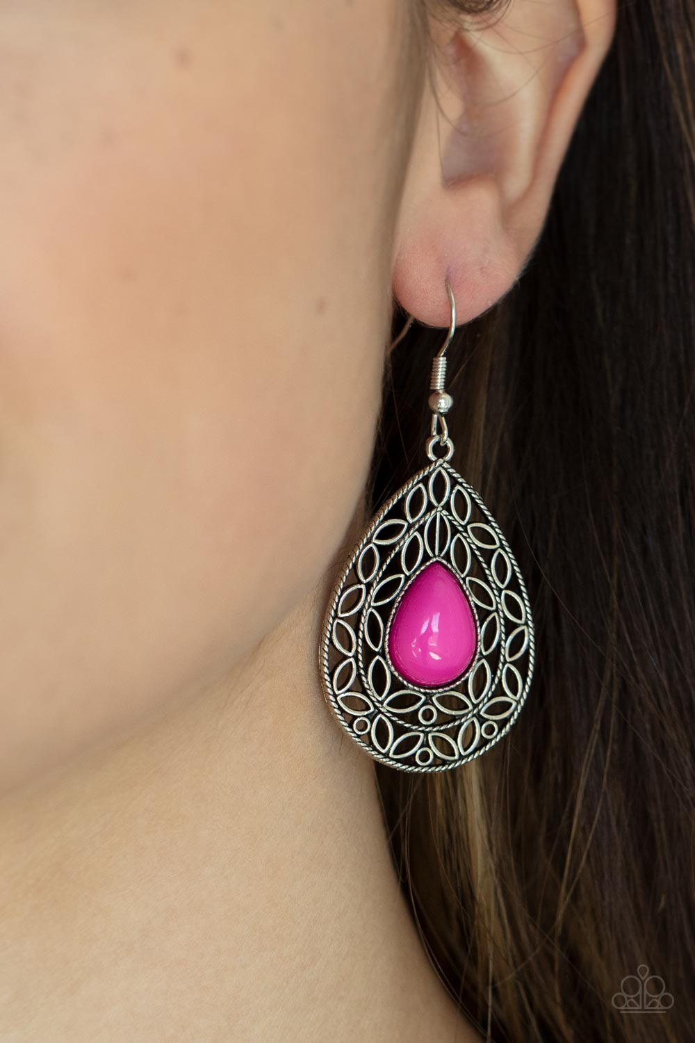 Paparazzi Fanciful Droplets - Pink Earrings