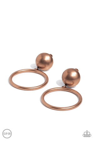 Paparazzi Classic Candescence - Copper Clip-On Earrings