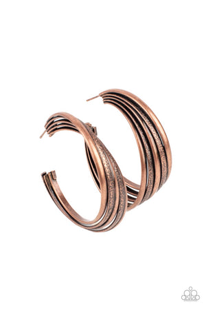 Paparazzi In Sync - Copper Earrings