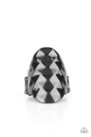 Paparazzi Ferociously Faceted - Black Ring