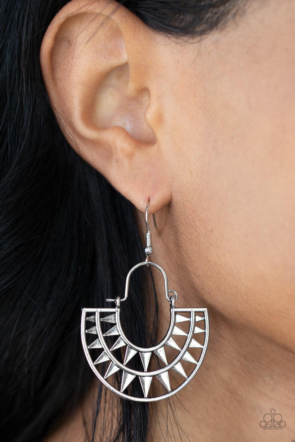 Paparazzi Solar Surge - Silver Earrings
