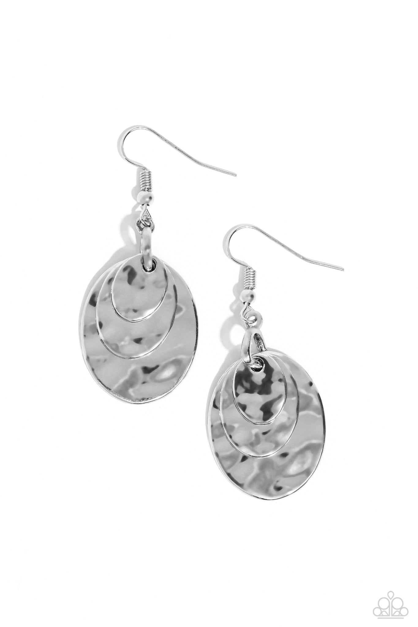 Paparazzi Hammered Homespun - Silver Earrings