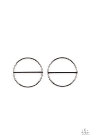 Paparazzi Dynamic Diameter - Black Earrings