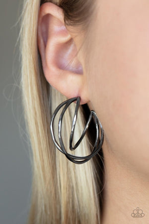 Paparazzi City Contour - Black Earrings