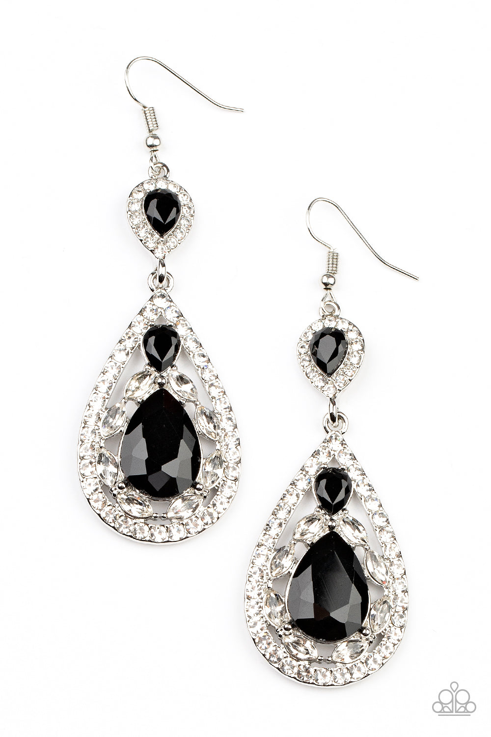 Paparazzi Life of the Party Exclusive January 2022 - Paparazzi Posh Pageantry Black Earrings