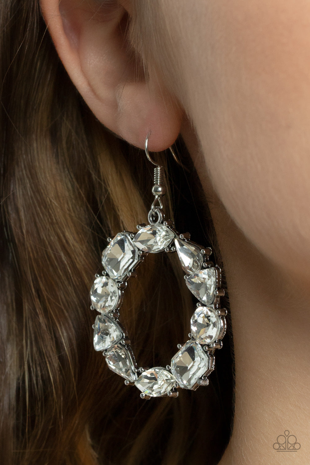 Paparazzi GLOWING in Circles - White Earrings