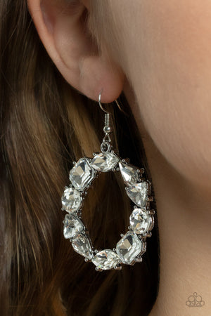 Paparazzi GLOWING in Circles - White Earrings
