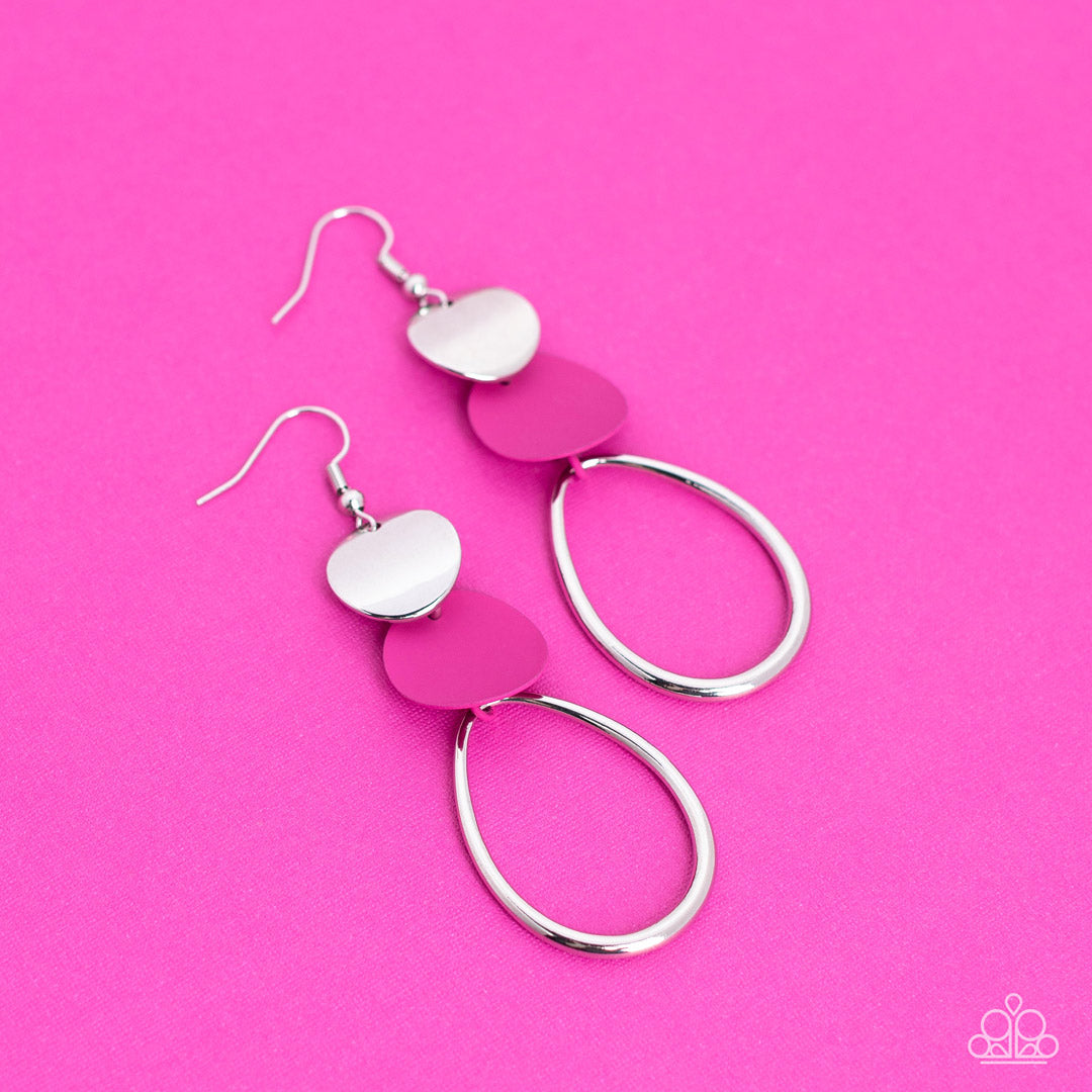 Paparazzi Retro Reception - Pink Earrings