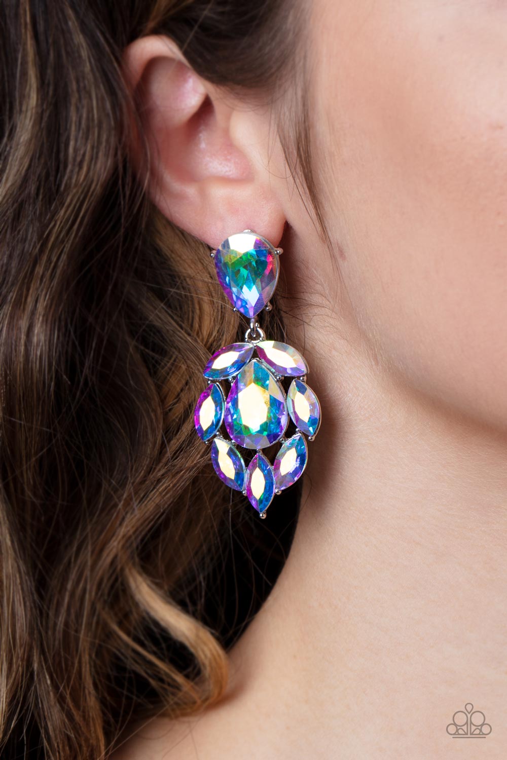 Paparazzi Galactic Go-Getter - Multi (White) Earrings