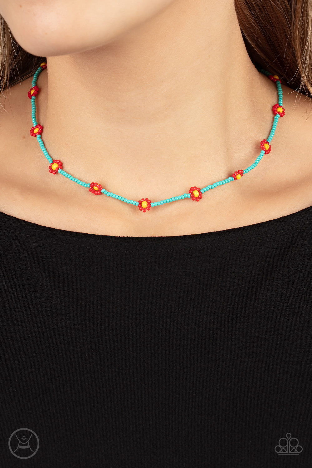 Paparazzi Colorfully Flower Child - Blue Choker