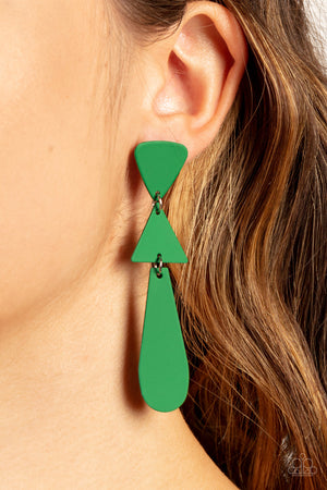 Paparazzi Retro Redux - Green Earrings