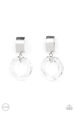 Paparazzi Clear Out! - White Clip-On Earrings