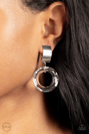 Paparazzi Clear Out! - White Clip-On Earrings