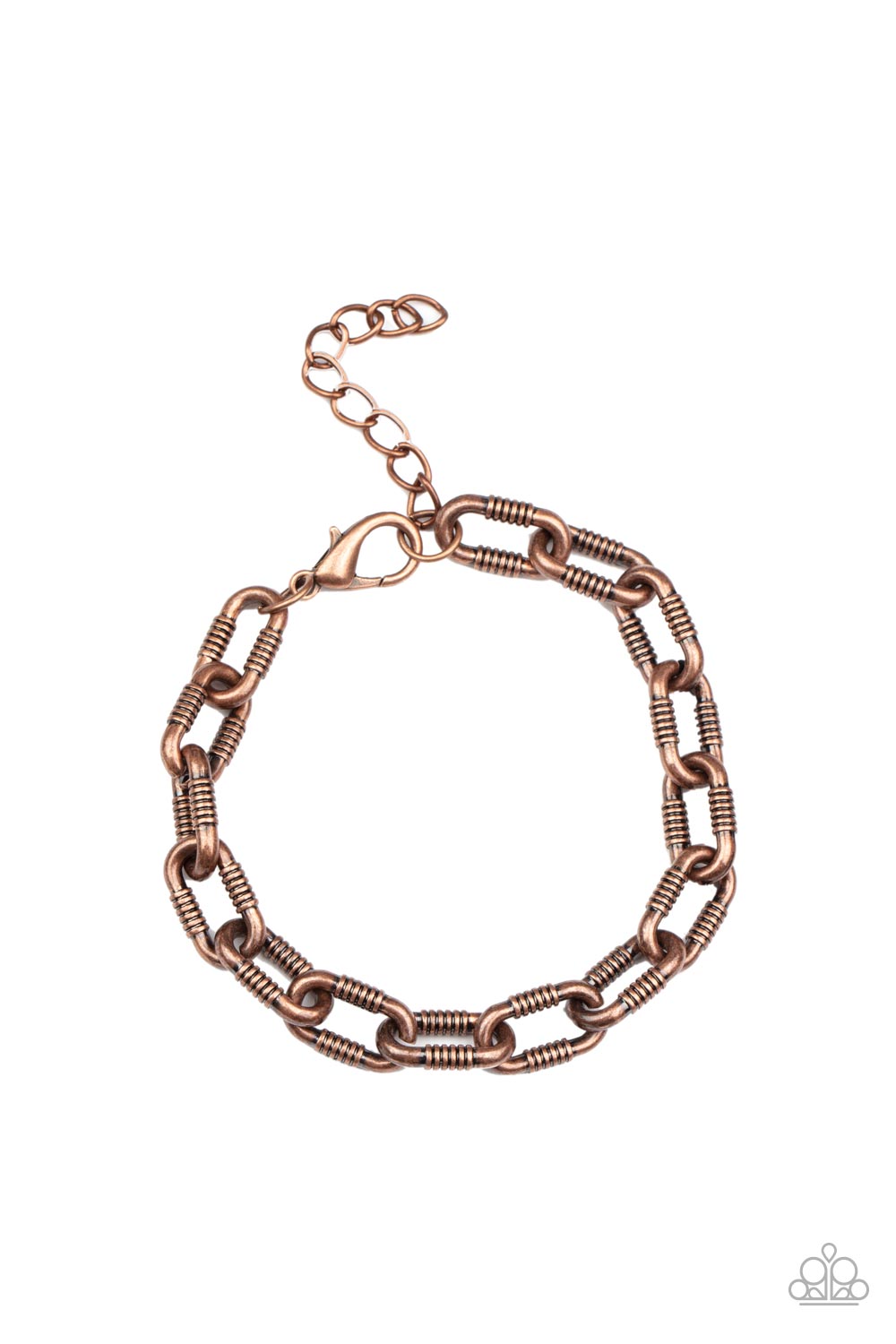 gritty texture, an oversized copper chain links around the wrist for an edgy urban look