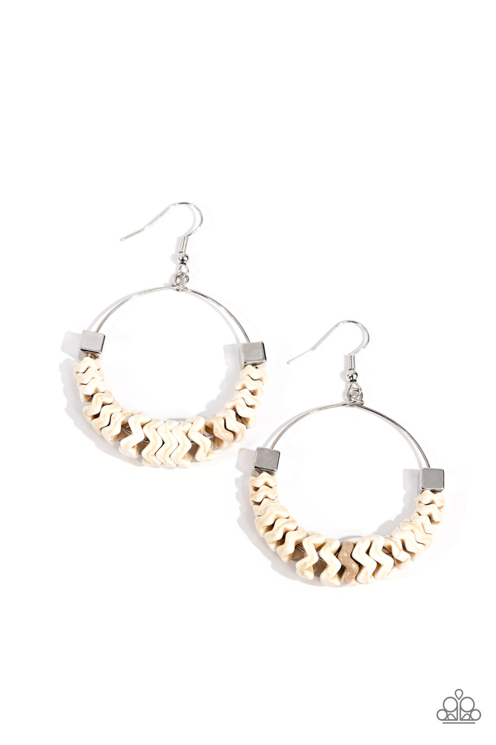 Paparazzi Capriciously Crimped - White Earrings