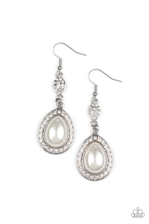 Paparazzi Elite Elegance - White Earrings