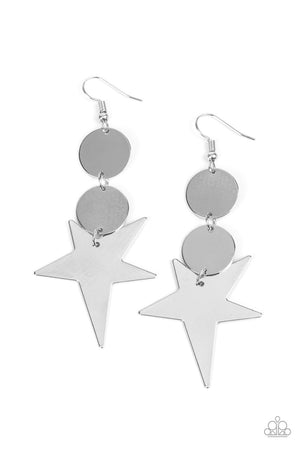 Paparazzi Star Bizarre - Silver Earrings