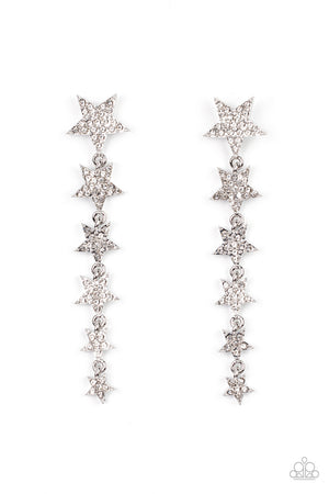 Paparazzi Americana Attitude - White Earrings