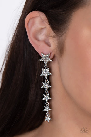 Paparazzi Americana Attitude - White Earrings