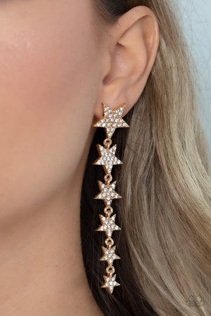Paparazzi Americana Attitude - Gold Earrings