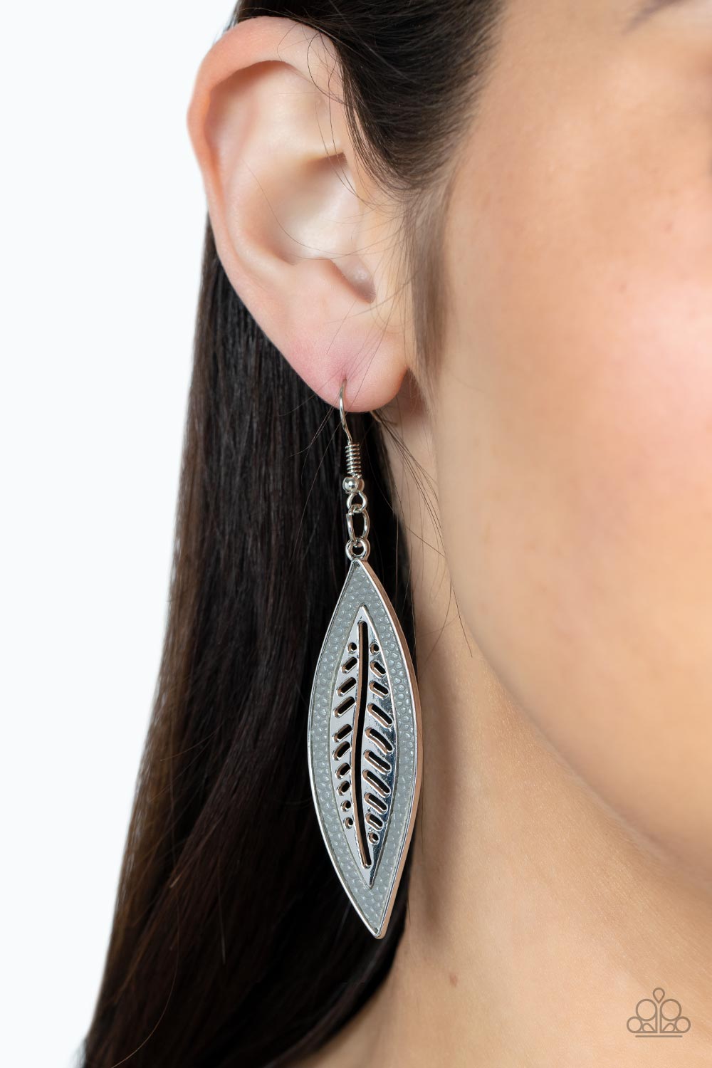 Paparazzi Leather Lagoon - Silver Earrings