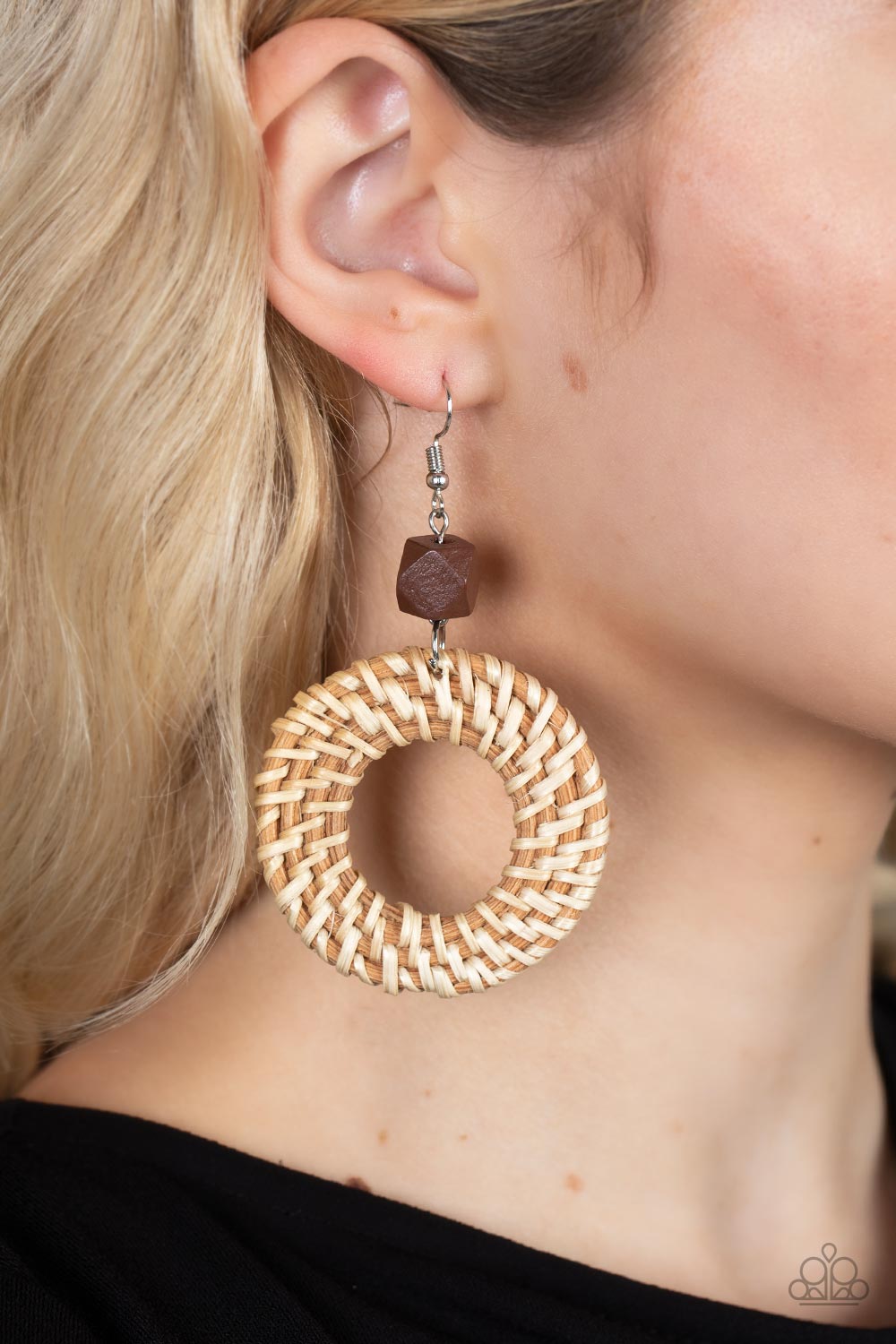 Paparazzi Wildly Wicker - Brown Earrings