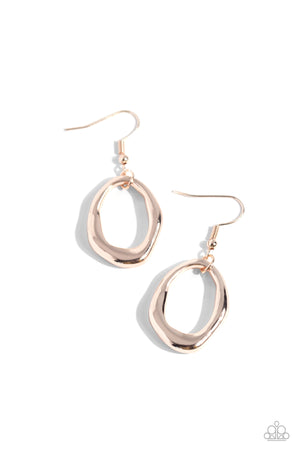 Paparazzi Asymmetrically Artisan - Rose Gold Earrings