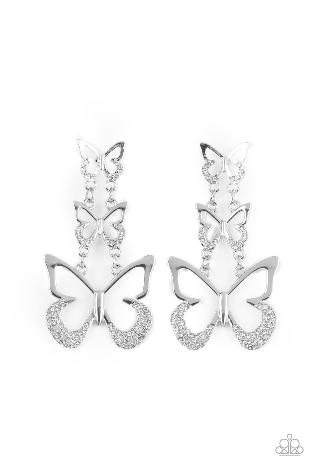 Paparazzi Flamboyant Flutter - White Earrings