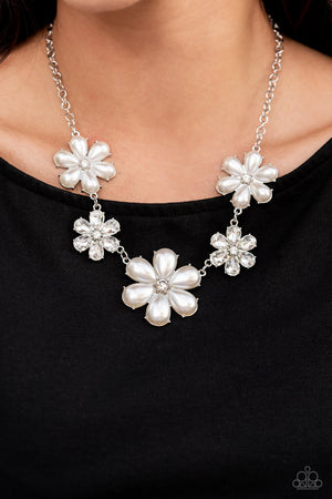 Paparazzi Life of the Party - Fiercely Flowering - White Necklace