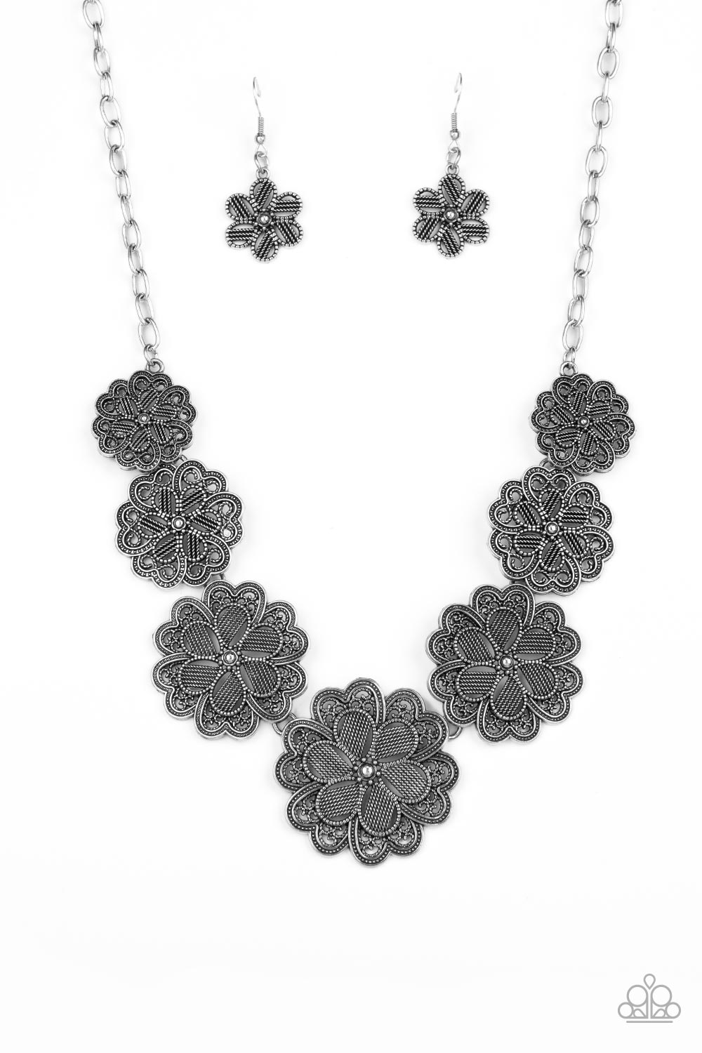 Paparazzi Basketful of Blossoms - Silver Necklace