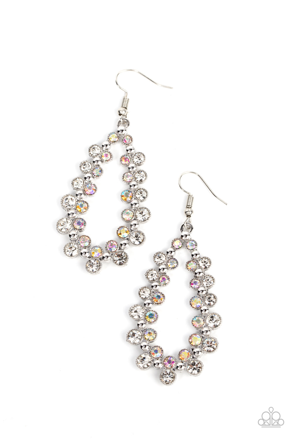 Paparazzi Its About to GLOW Down - White Iridescent Earrings
