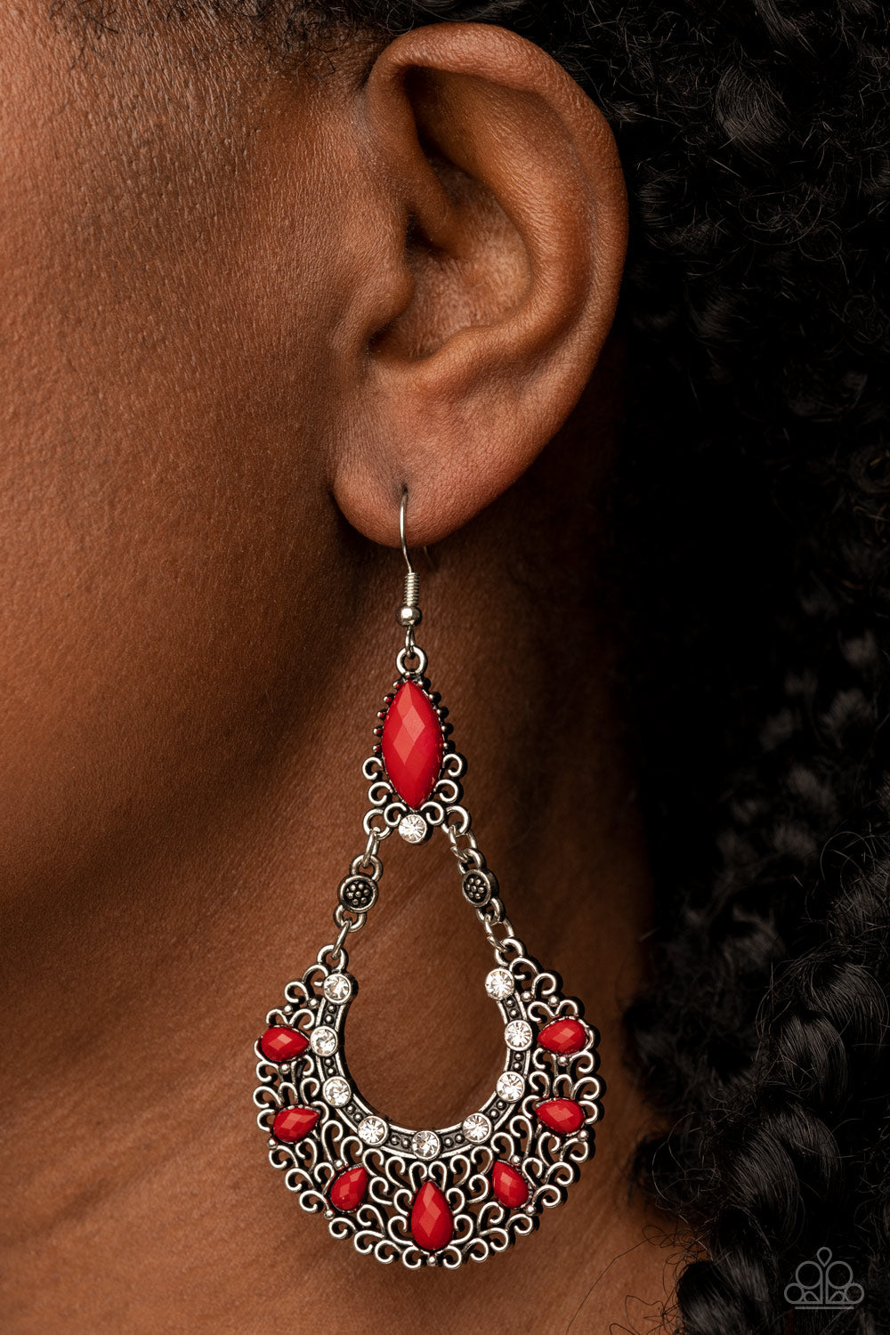 Paparazzi Fluent in Florals - Red Earrings