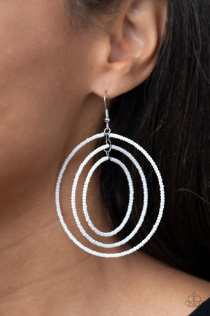 Paparazzi Colorfully Circulating - White Earrings